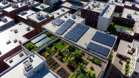 urban rooftop gardens with solar panels