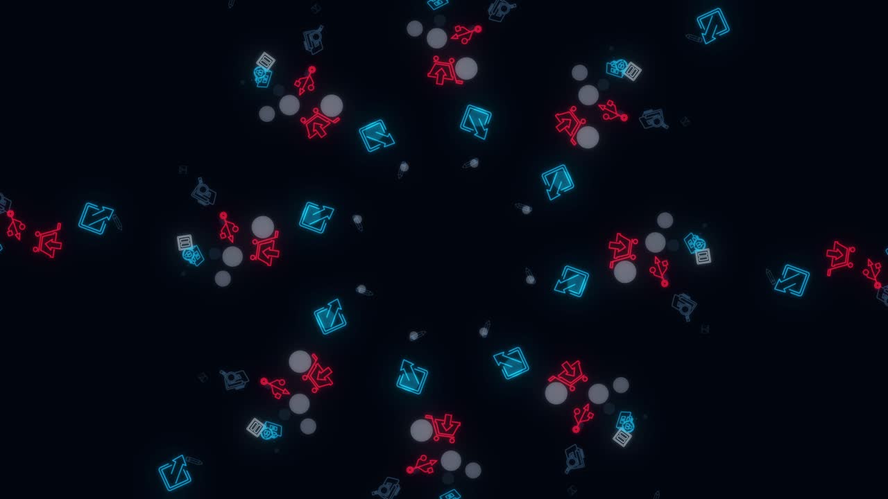 Abstract Neon Icons Pattern