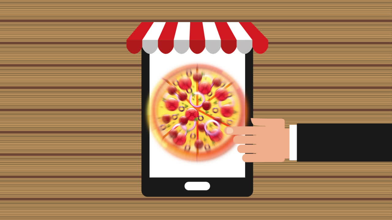 hands using delivery food ecommerce technology with tablet