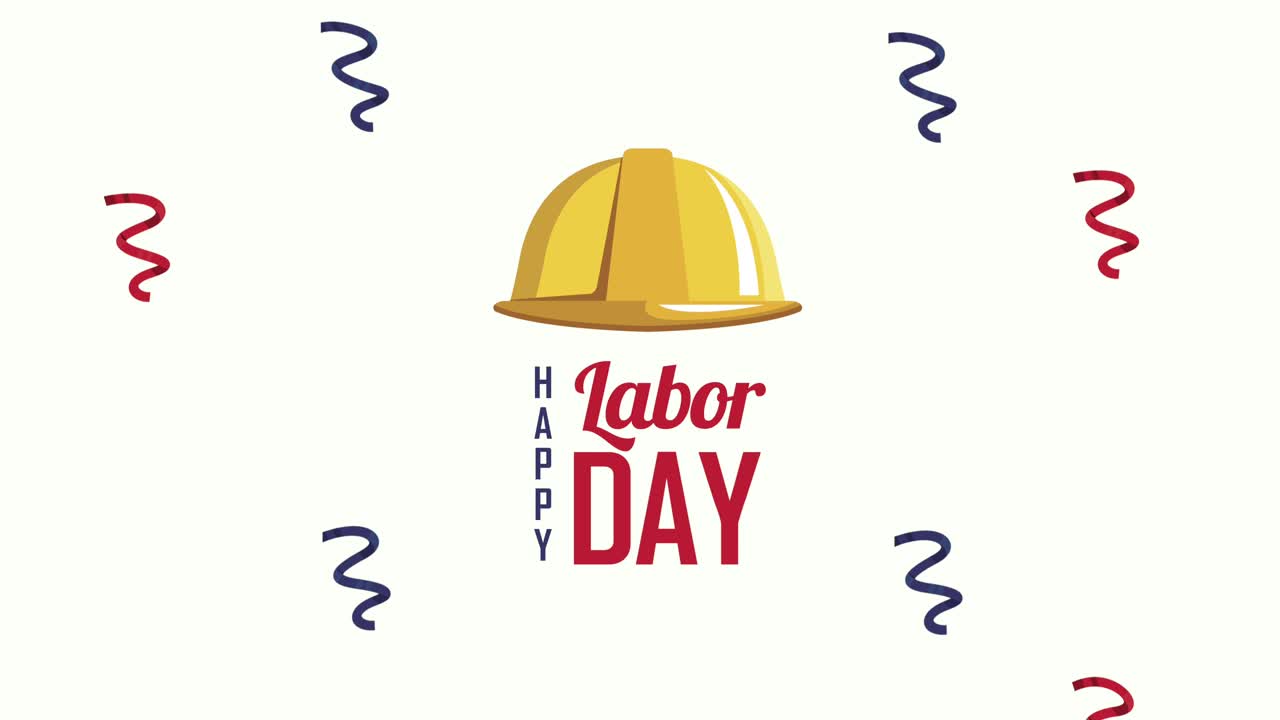 usa labor day lettering with helmet and confetti