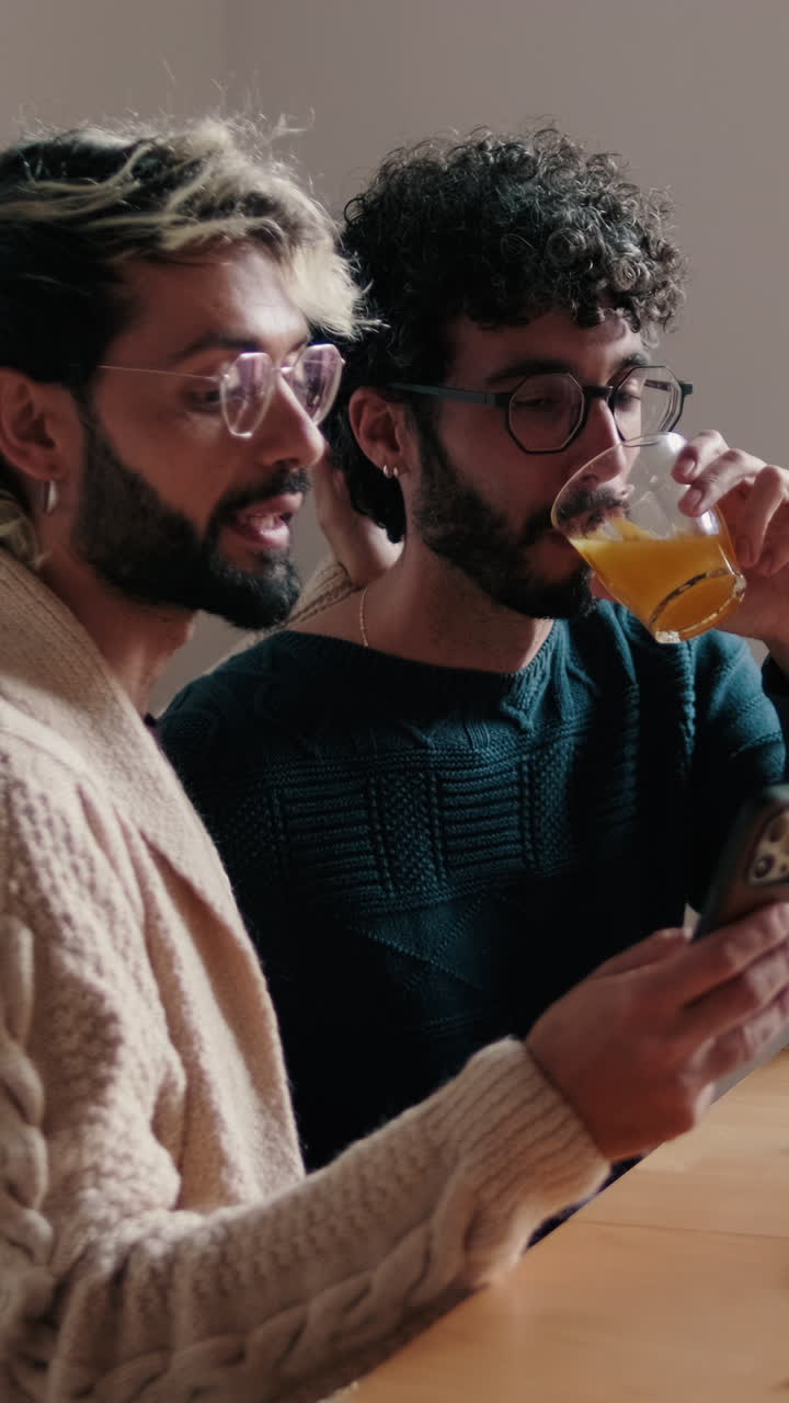 Gay Couple Sharing Breakfast at Home