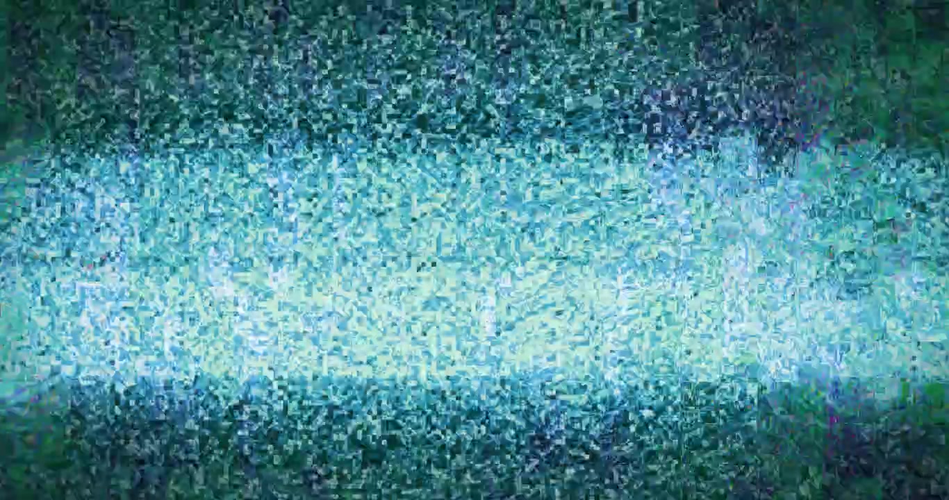 Motivo glitch statico astratto che si sposta su uno sfondo trasparente, creando una sfumatura blu e bianca.