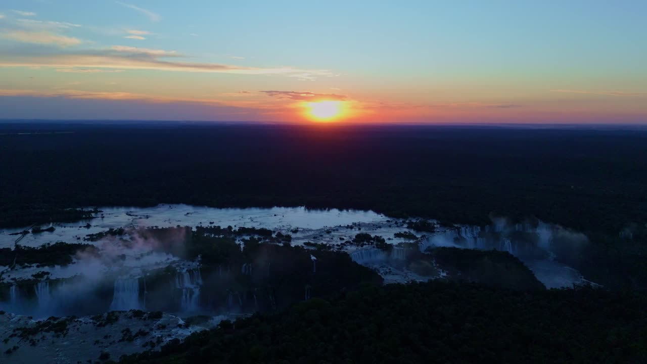sunrise over at Iguazu Falls
