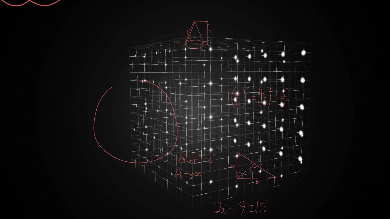 animación de rastros de luz y procesamiento matemático de datos sobre fondo negro