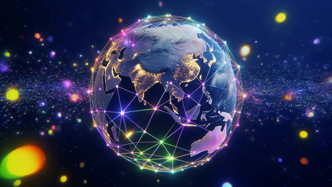 Globo terrestre digitale con connessioni di rete globali nello spazio