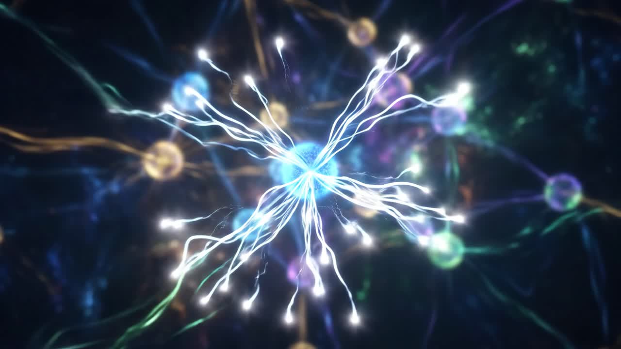 Vibrant Abstract Neural Network with Electrical Impulses