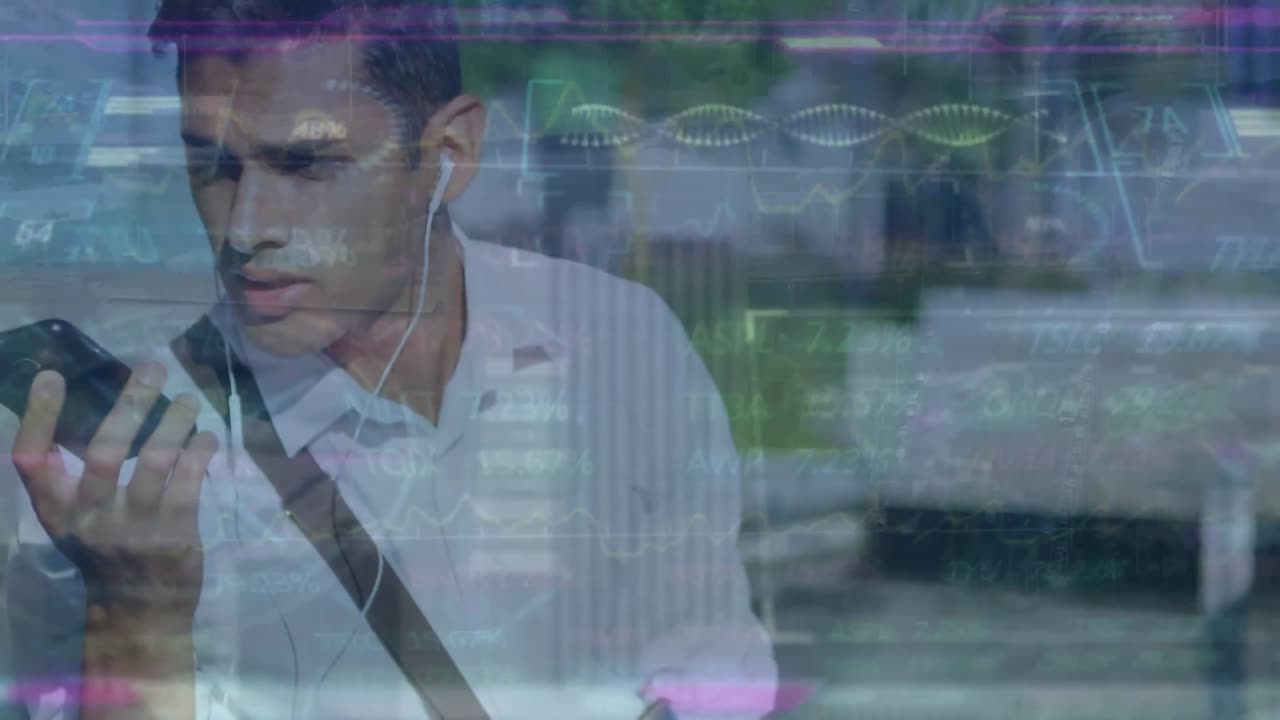 두 인종의 사업가에 대한 데이터 처리 애니메이션