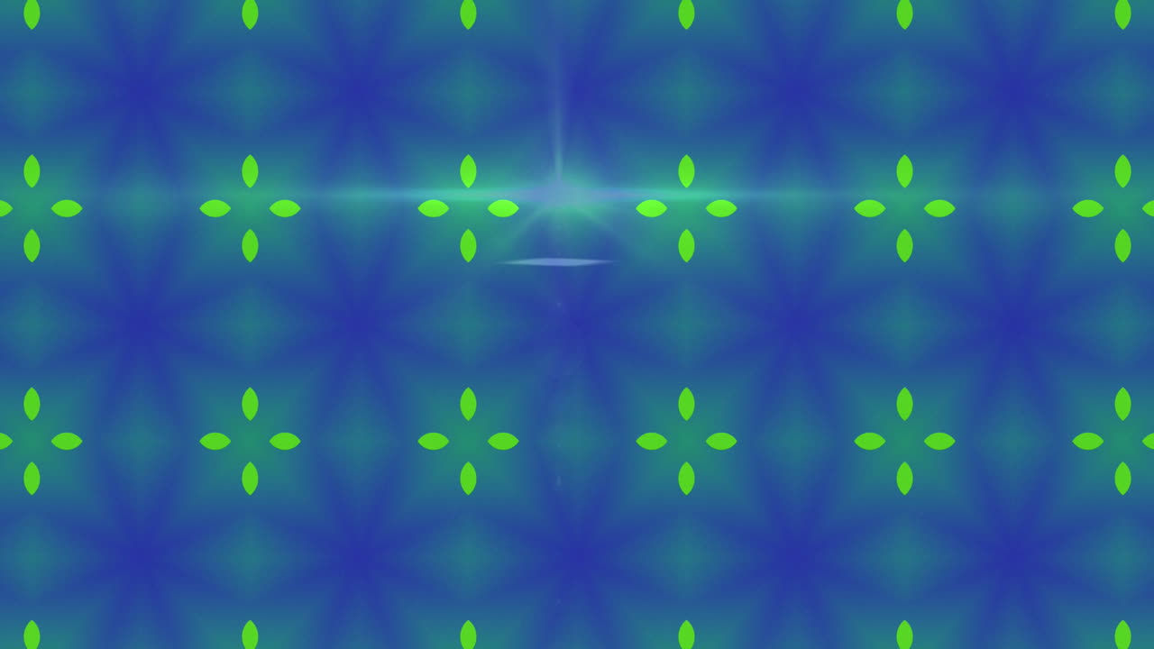 파란색 배경에 녹색 모양과 밝은 반점의 애니메이션