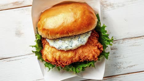 fried chicken sandwich with creamy sauce