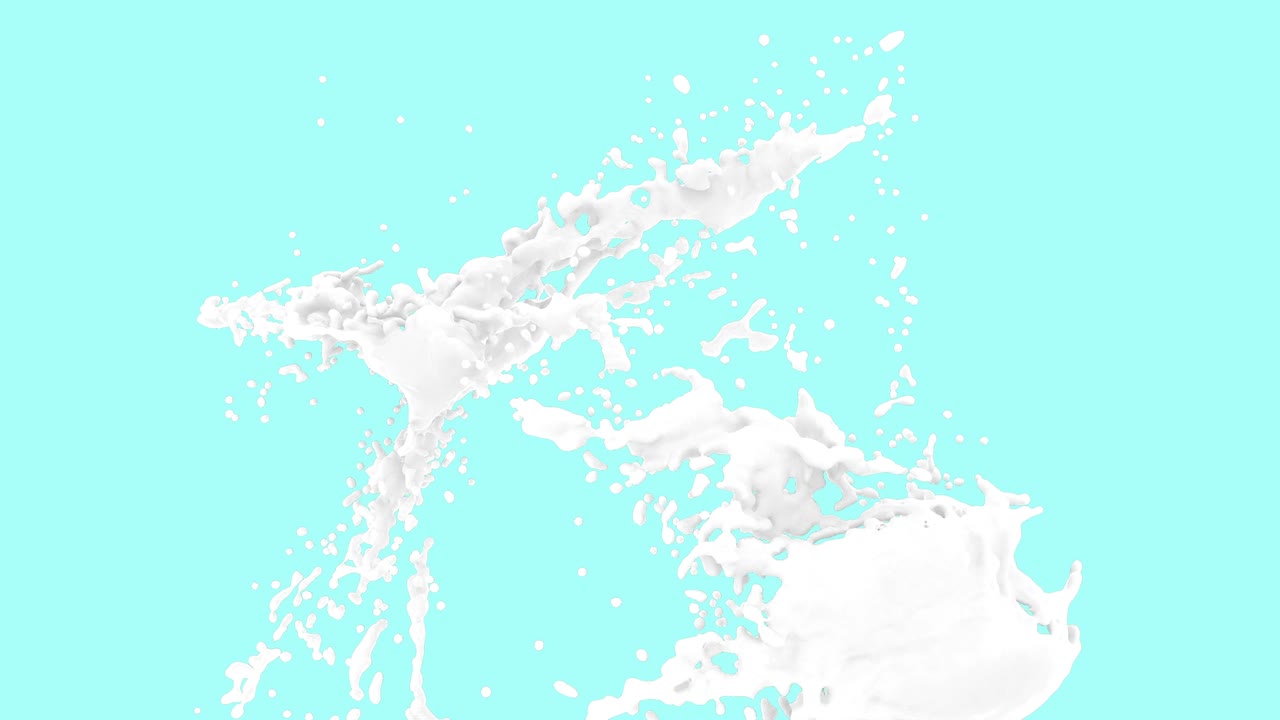 Milk splash on light blue background Liquid white cream 4k