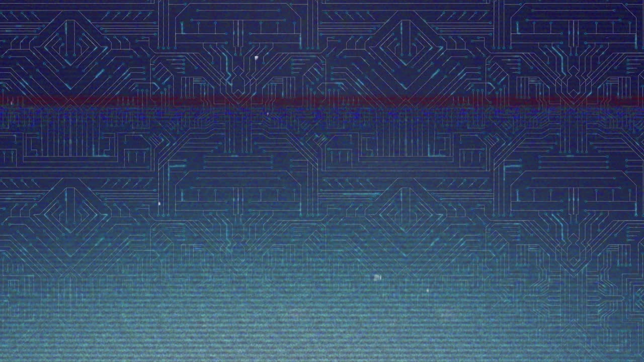 animación digital de las conexiones del microprocesador contra el procesamiento de datos en fondo azul