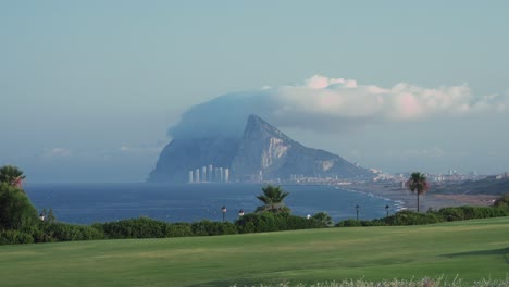 gibraltar as seen from the spanish border, andalusia, spain