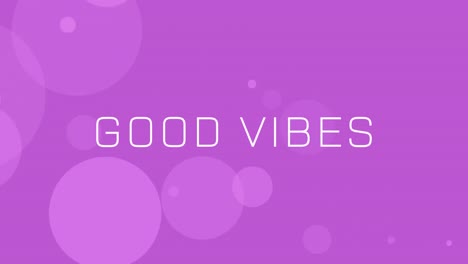 animation of good vibes text over spots on purple background