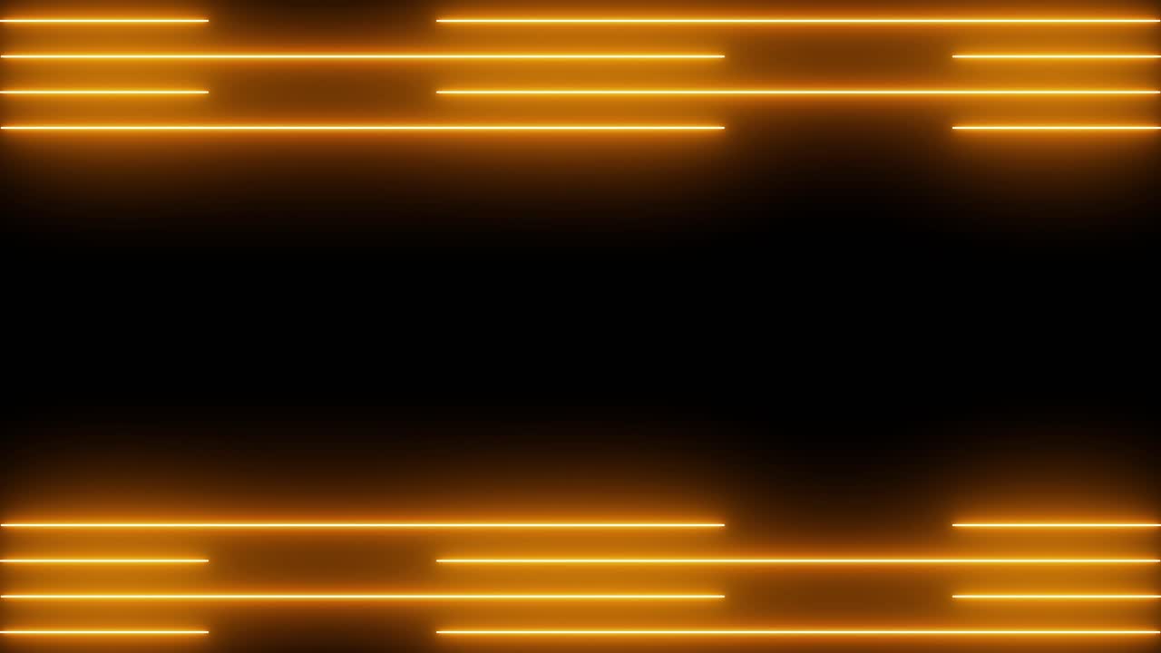 Glowing Orange Neon Lines Expanding on Black Background