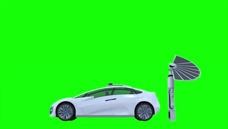 coche eléctrico autónomo conectado a una estación de carga solar