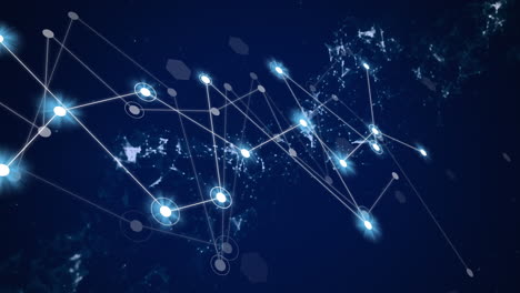 animation of network of connections with glowing spots on black background