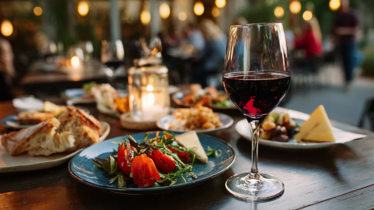 Elegant Dining Experience with Wine and Delicious Food