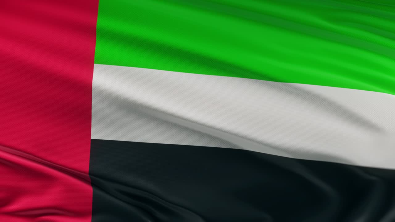 la bandera de los emiratos árabes unidos ondeando en el viento seamles loop animación 3d. resolución 4k