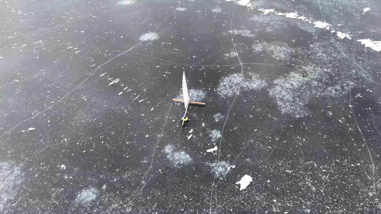 In the winter months, Ice boating takes place on Lake Noquebay in Crivitz, WI.