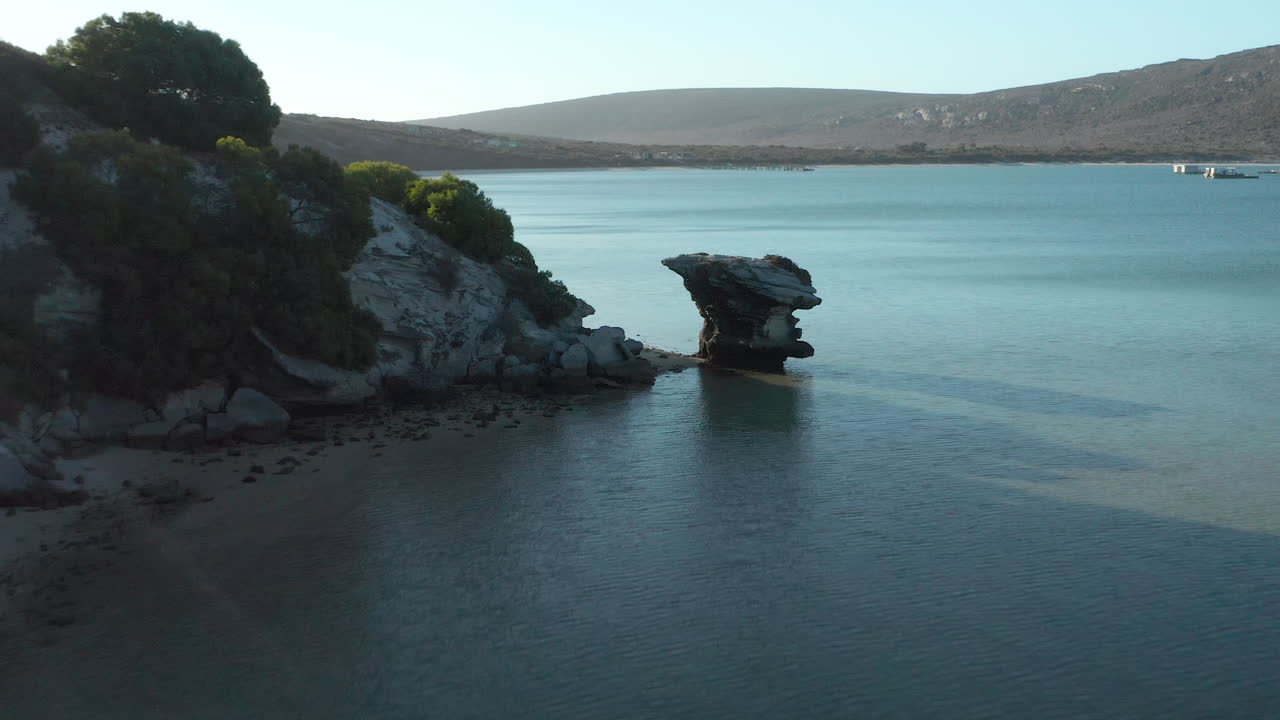 Fast Fly Over Preekstoel Rock Formation At West Coast National Park In South Africa