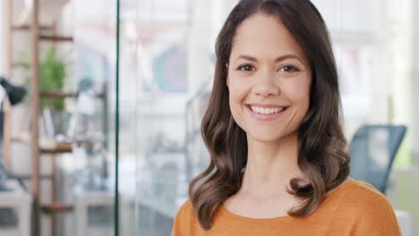 Portrait-of-successful-Businesswoman-entrepreneur-at-busy-office