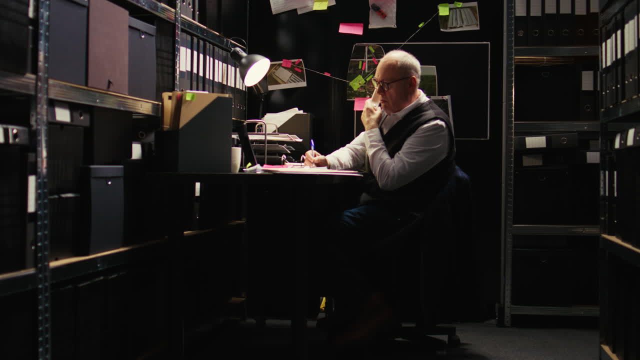 Detective on the Phone in His Office