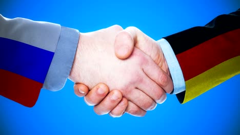 russia - germany  / handshake concept animation about countries and politics / with matte channel