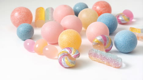assortment of colorful pastel candies
