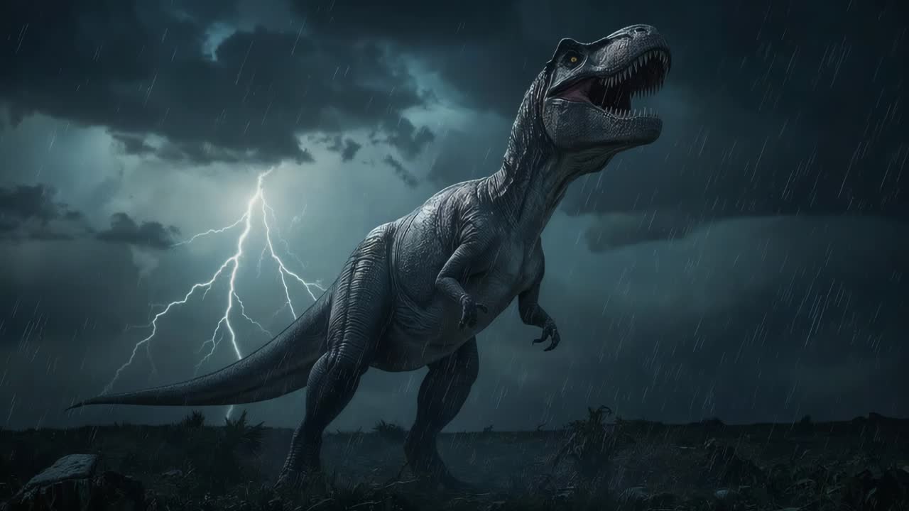 Tyrannosaurus Rex in a Thunderstorm