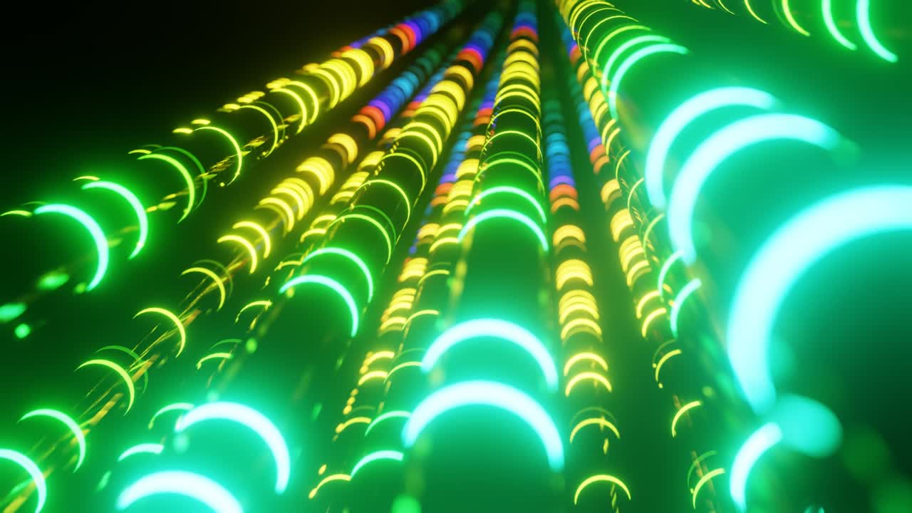 3d fondo abstracto fibra óptica o tuberías, las señales viajan a través de la fibra. efectos de luz brillante, bokeh y dof. tema de ciencia ficción, transferencia de datos