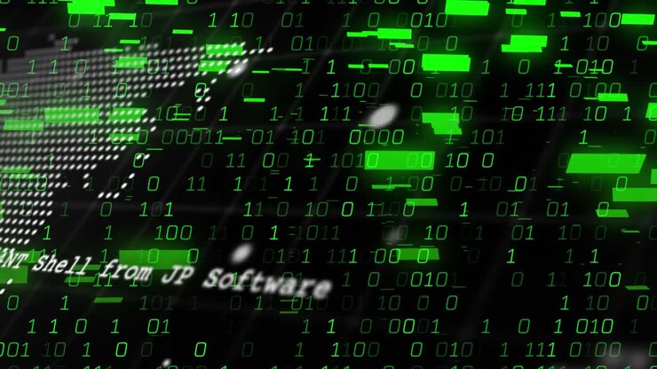 Animation of data processing on black background