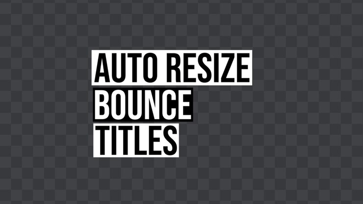 Autostørrelse Teksttitel 01 Adobe After Effects 2023. Opløsning 3840×2160. RGB-version inkluderet.