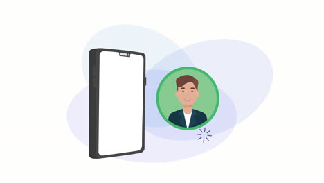 smartphone with social media marketing animation