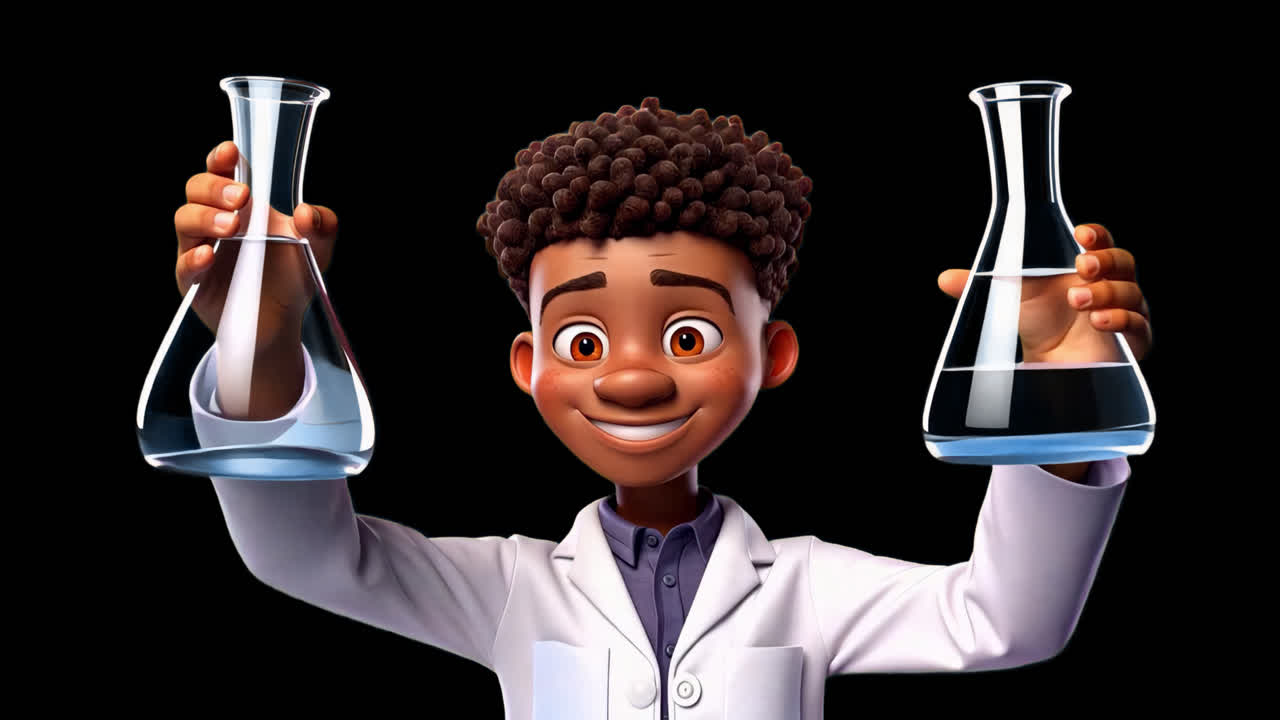 Afroamerikansk forskeranimation, isoleret aktiv, transparent 4K-video, alfakanal, ProRes