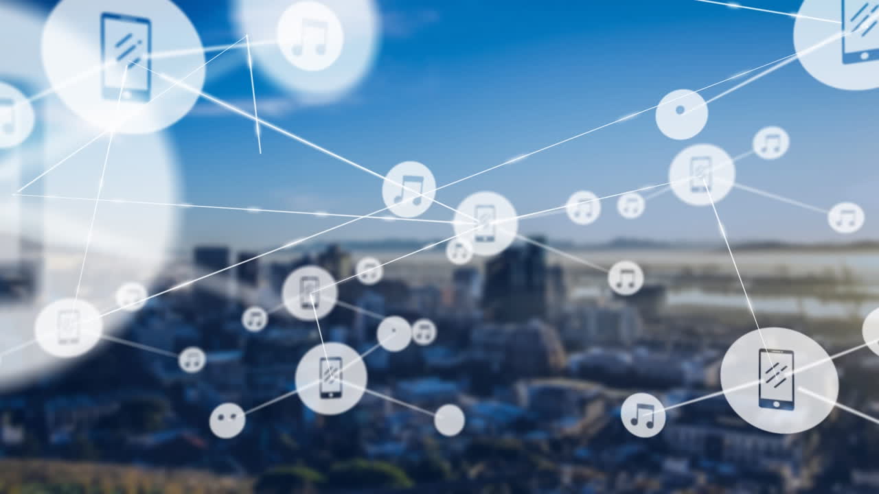 도시 풍경 배경에서 움직이는 커 ⁇ 터