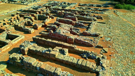 aerial view around the ruins of the palace of knossos in sunny crete, greece