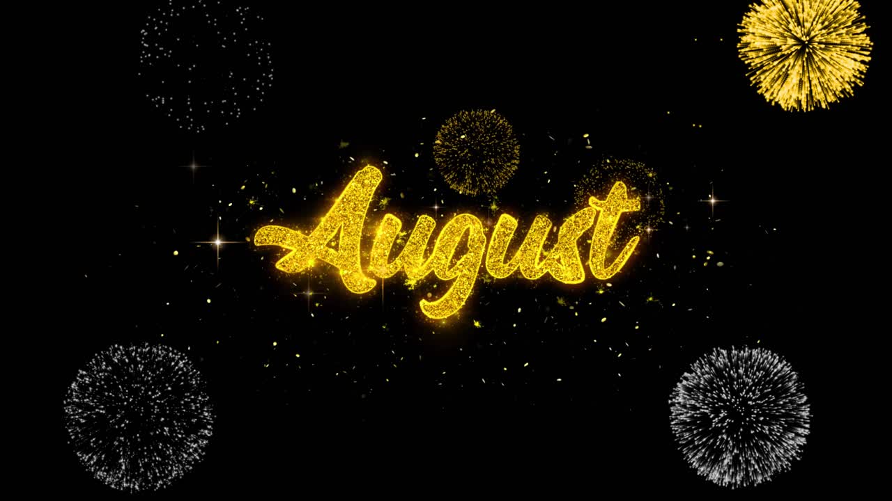 Celebrazione del mese di agosto con fuochi d'artificio e glitter