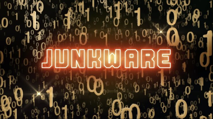 Goud Junkware-concept met digitale code