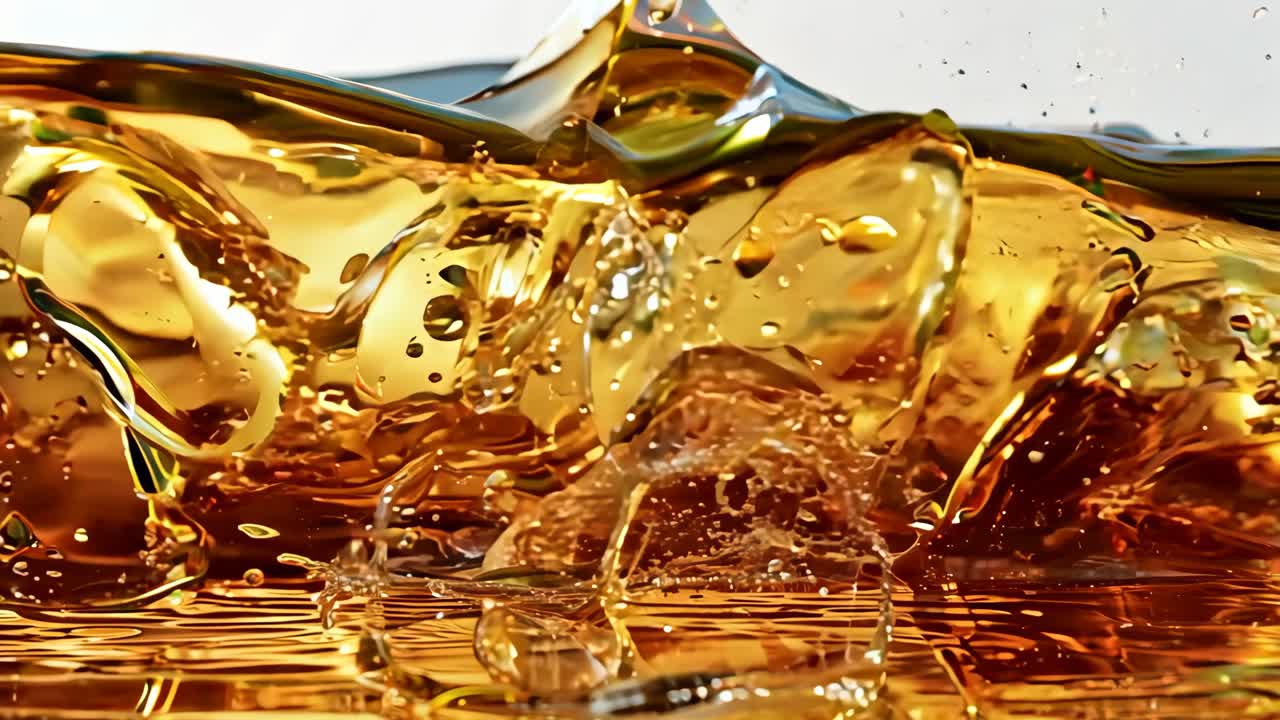 A splash of liquid with a splash of foam. The liquid is brown and the foam is white