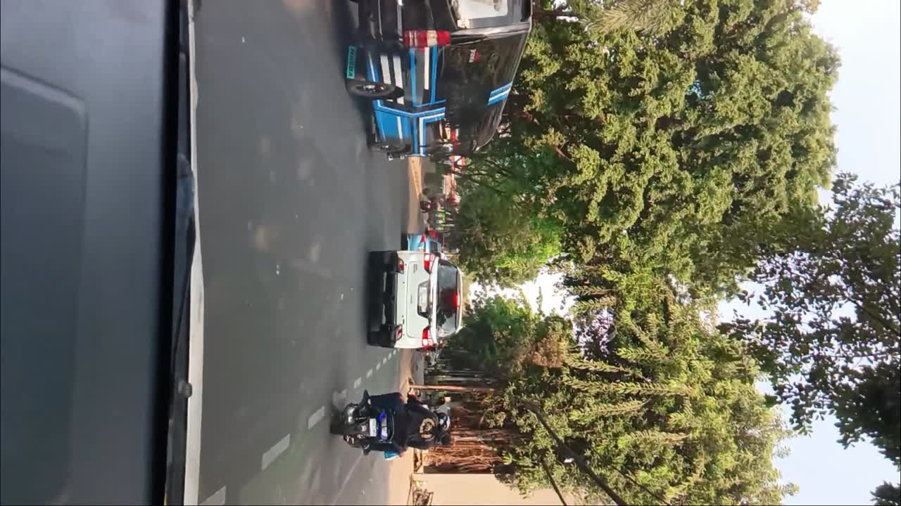Road and traffic atmosphere in downtown Bandung, Indonesia. vertical shot.