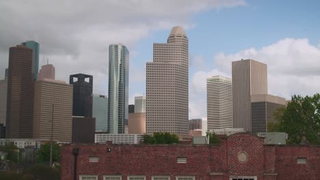 crane shot revealing downtown houston, texas