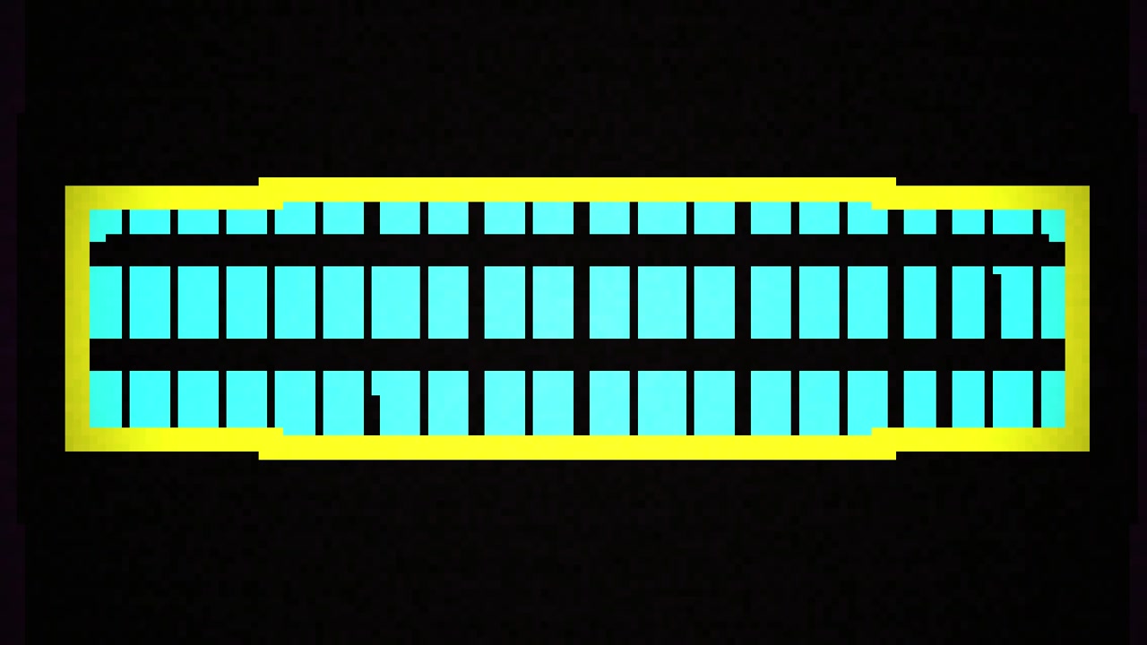 Retro Pixelated Loading Bar Animation with Cyan and Yellow