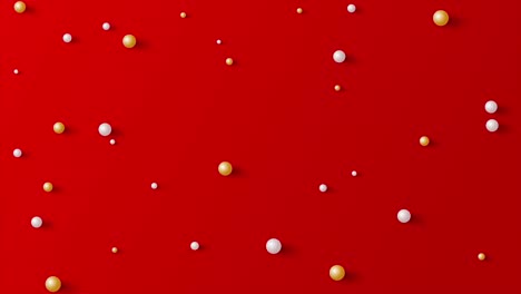 red background with white and yellow balls in 4k video.