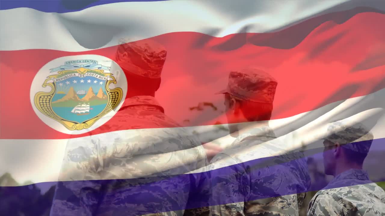 다양한 남성 군인 위에 코스타리카의  ⁇ 발의 애니메이션