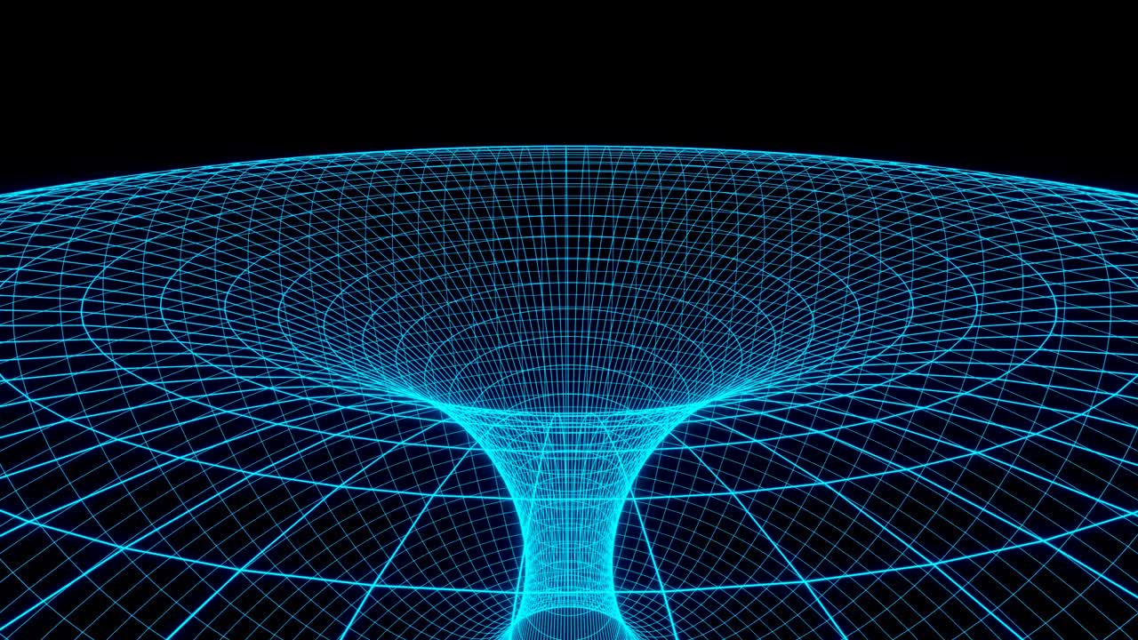 túnel tecnológico digital futurista azul animación de agujero negro renderizado en 3d