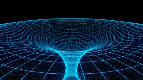 blue futuristic digital technologic tunnel black hole animation 3d rendering