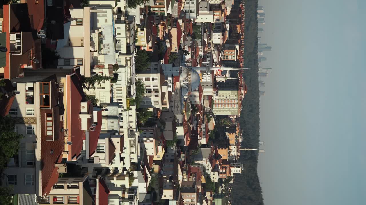 Aerial View of a Cityscape with Buildings and Trees