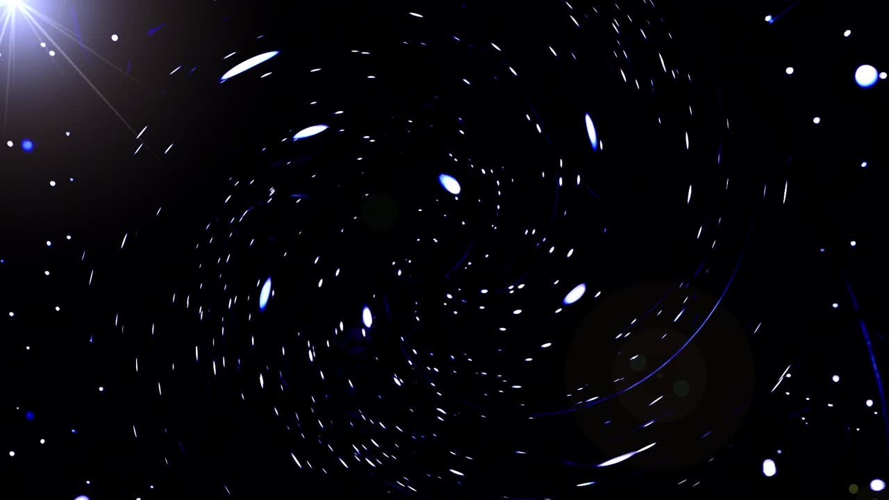 Stars and space particles turning slowly in space animation
