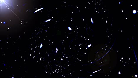 stars and space particles turning slowly in space animation