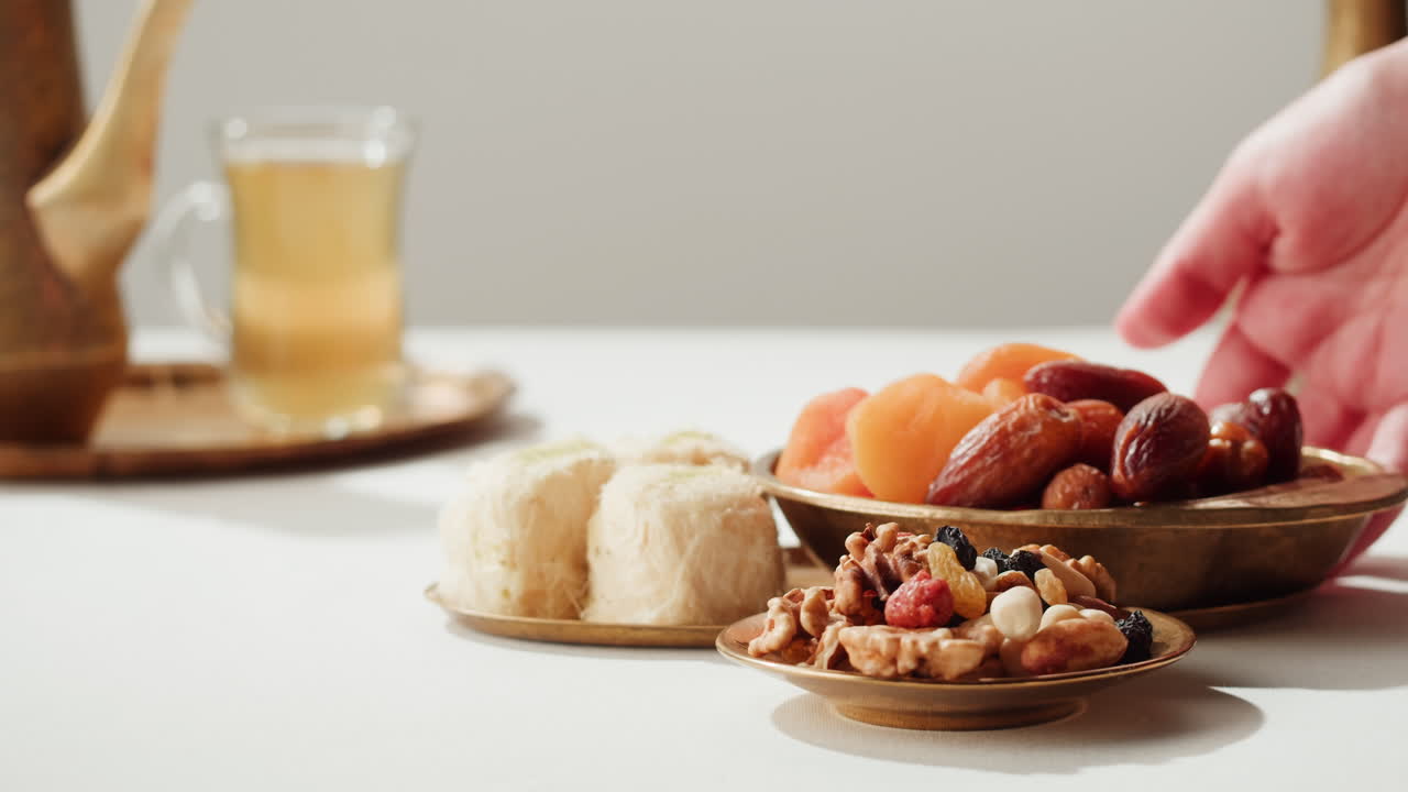 Traditional Middle Eastern Dessert and Tea